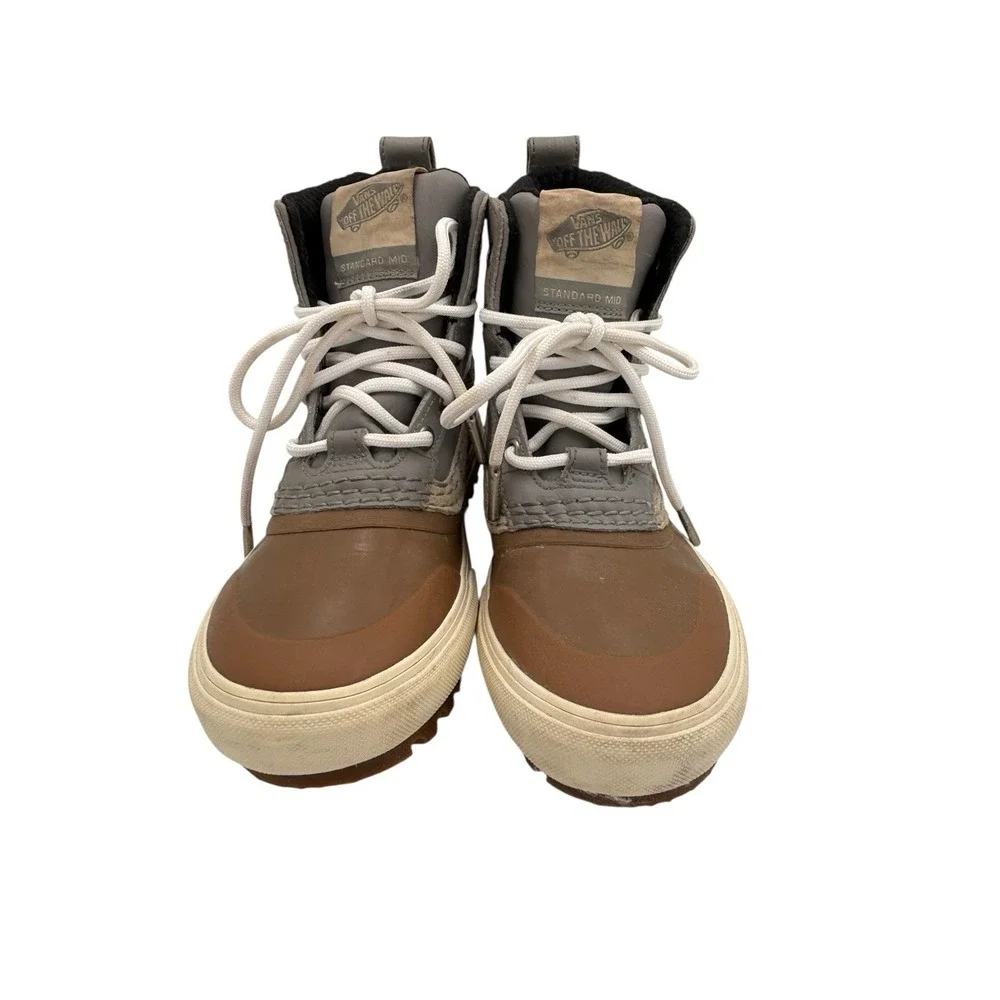 Vans Standard Mid Snow MTE Waterproof US Gray/Tan Leather Boots Mens 6.5 Women 8